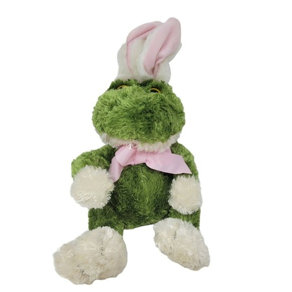 Animal Adventure 16" Plush Frog With Bunny Ears Stuffed Animal Green Easter - Picture 1 of 4